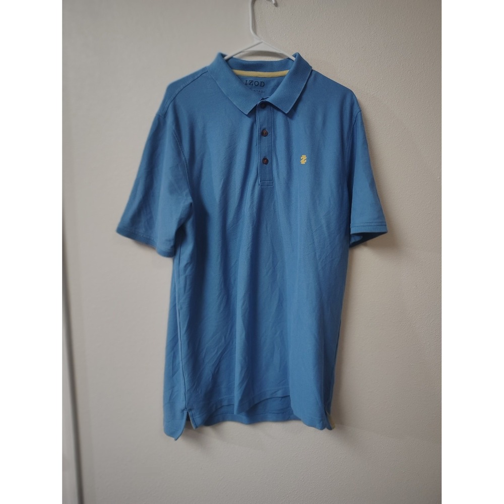 IZOD Advantage Performance Polo Shirt Mens LT Blue Natural Stretch Short Sleeve